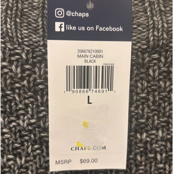 Women's Chaps Ribbed Hem Cuff Neck Sweater, in"Main Cabin Black" -NWT - Picture 6 of 6